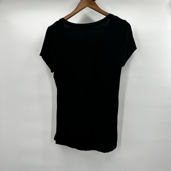 WHBM Tee Shirt Top Womens Medium Black Basic Capsule Soft Staple Career - Picture 4 of 10